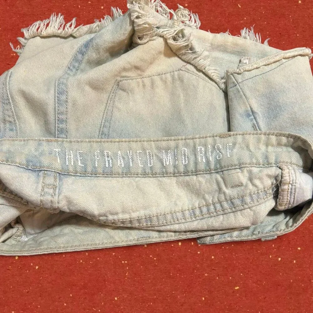 Distressed denim shorts